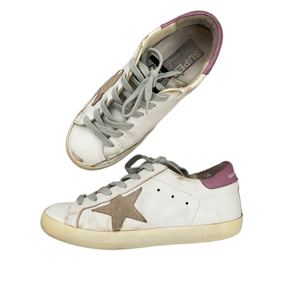 Golden Goose Superstars Leather Sneakers White Lilac Suede EU 35 US 5